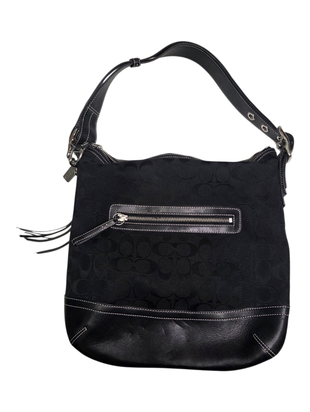 Vintage Y2K Coach Signature Soho Black Canvas Leather Hobo Shoulder Bag - 9349
